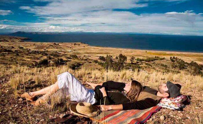 Resting close titicaca