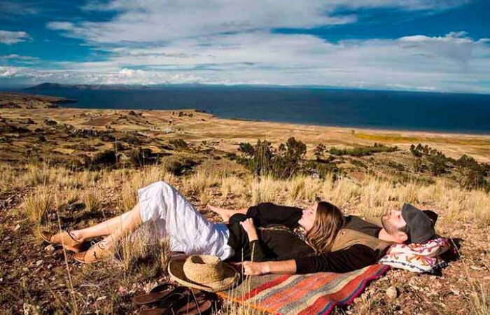 Resting close titicaca