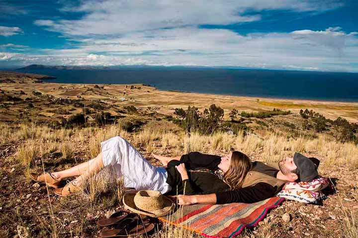 Resting close titicaca