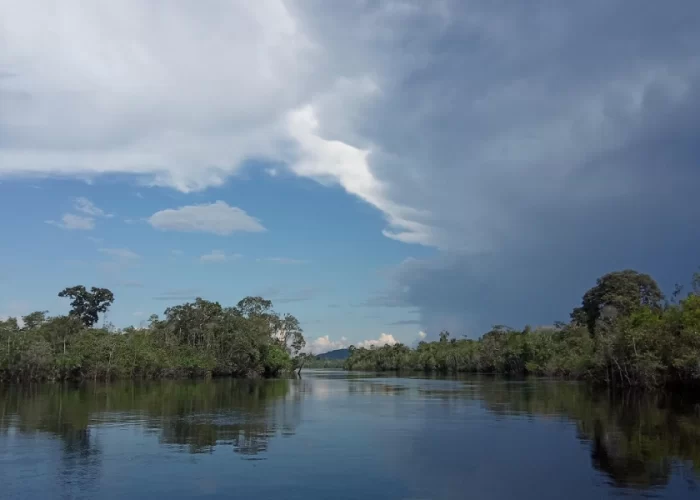 Scenic river landscape in the Peruvian Amazon during a Luxury Peru Amazon honeymoon