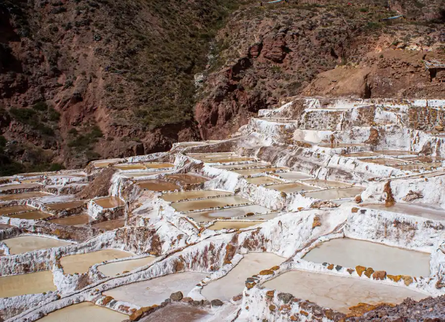 Maras salt mines in the Sacred Valley visited during a Luxury Peru Highlights Honeymoon.