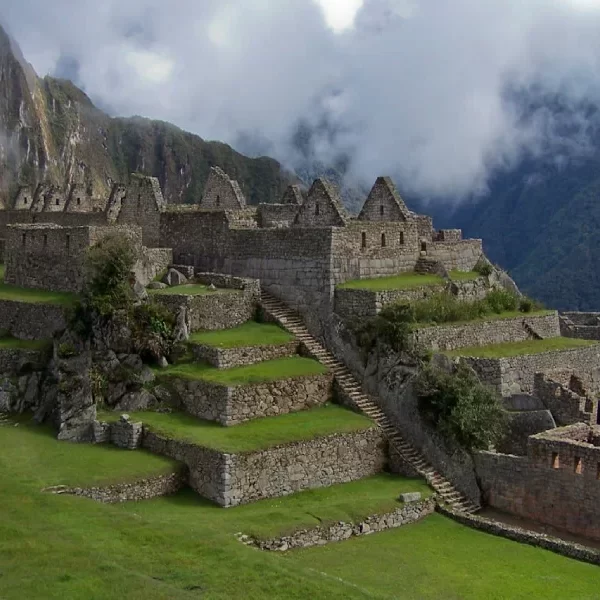 Terraces and stone ruins of Machu Picchu during a luxury Machu Picchu honeymoon tour