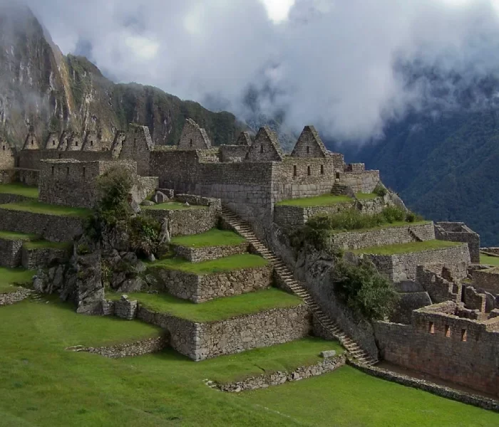 Terraces and stone ruins of Machu Picchu during a luxury Machu Picchu honeymoon tour