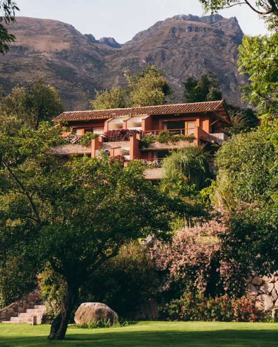 Rio Sagrado Hotel in Urubamba surrounded by lush gardens in Peru’s Sacred Valley